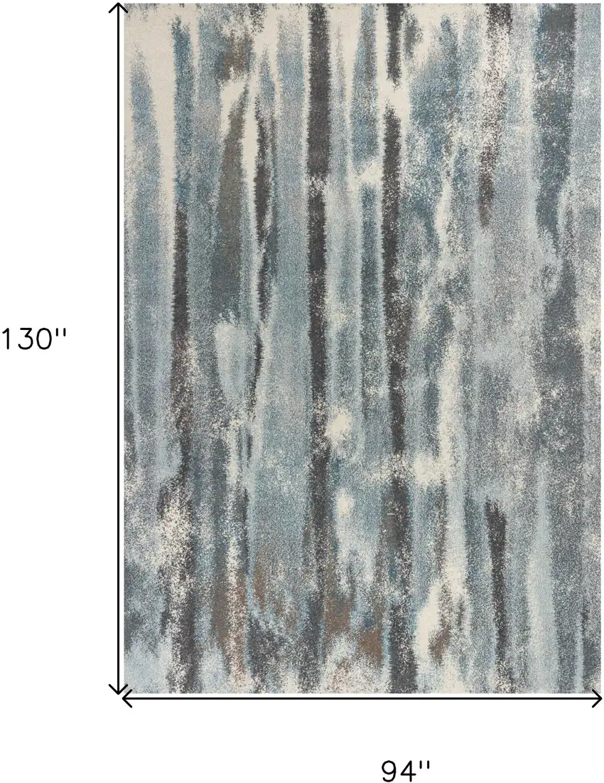 Teal Blue Abstract Distressed Area Rug Photo 3
