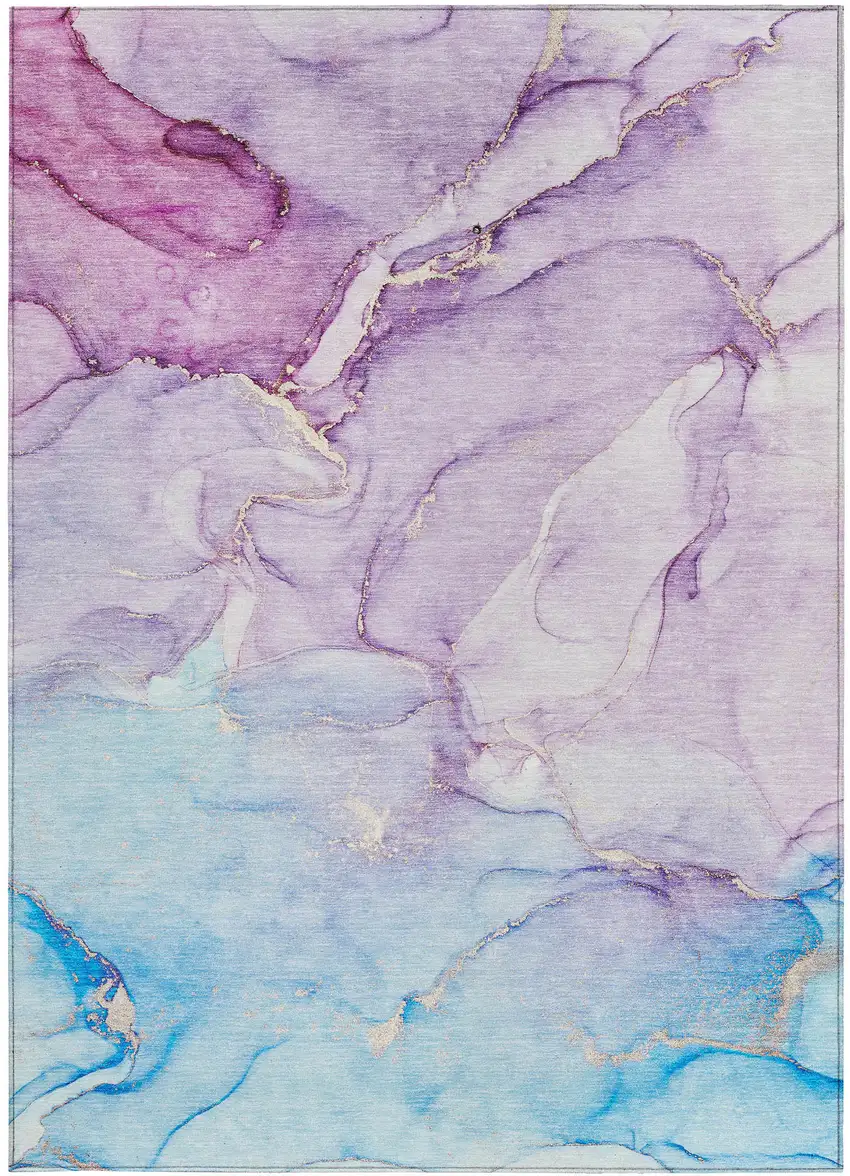 Purple Abstract Washable Indoor Outdoor Area Rug Photo 3