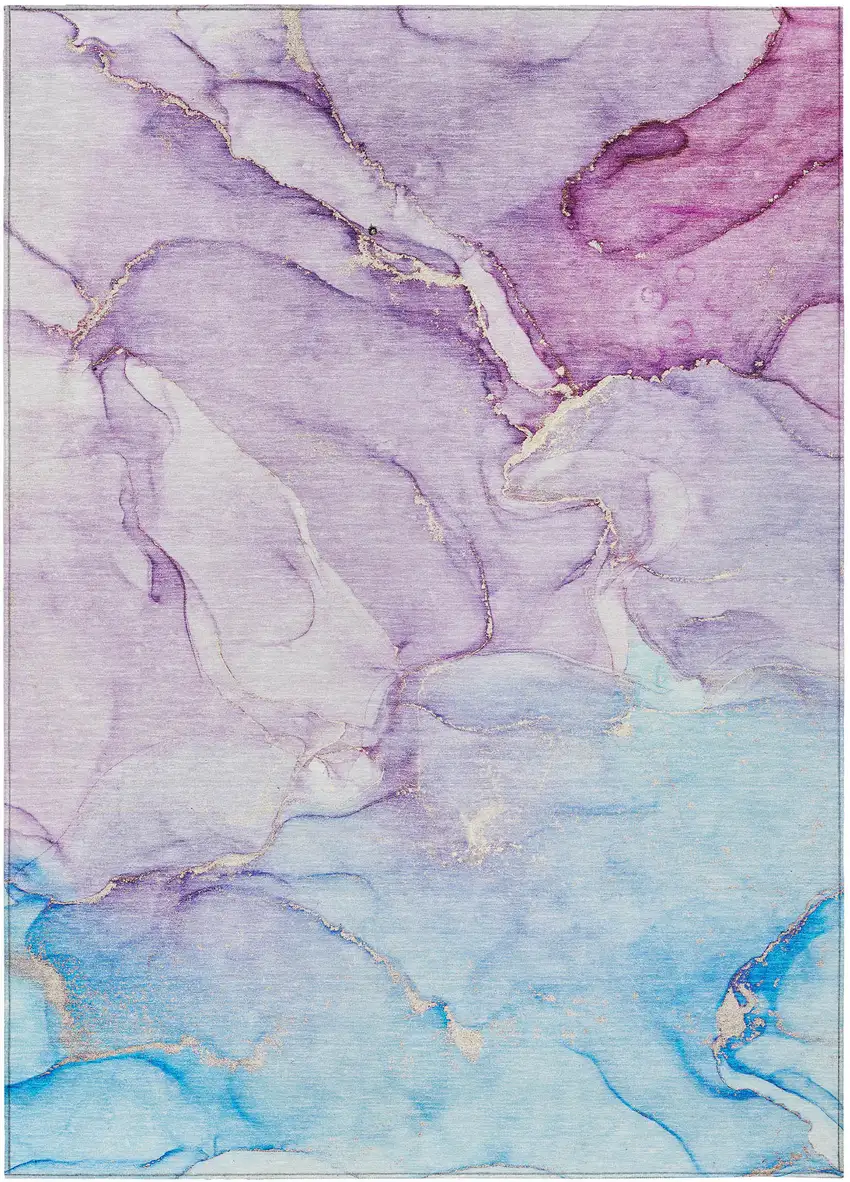 Purple Abstract Washable Indoor Outdoor Area Rug Photo 1