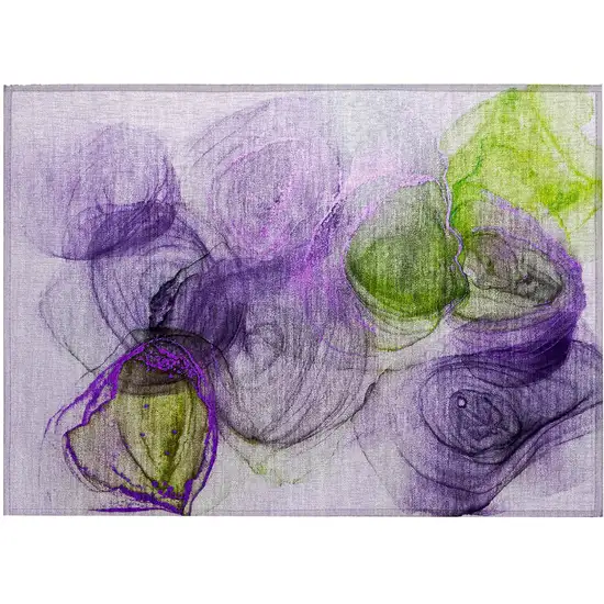 Purple Abstract Washable Non Skid Indoor Outdoor Area Rug Photo 2