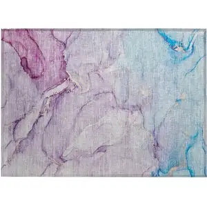 Photo of Purple Abstract Washable Non Skid Indoor Outdoor Area Rug