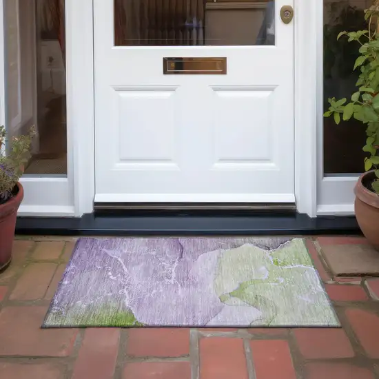 Purple Abstract Washable Non Skid Indoor Outdoor Area Rug Photo 9