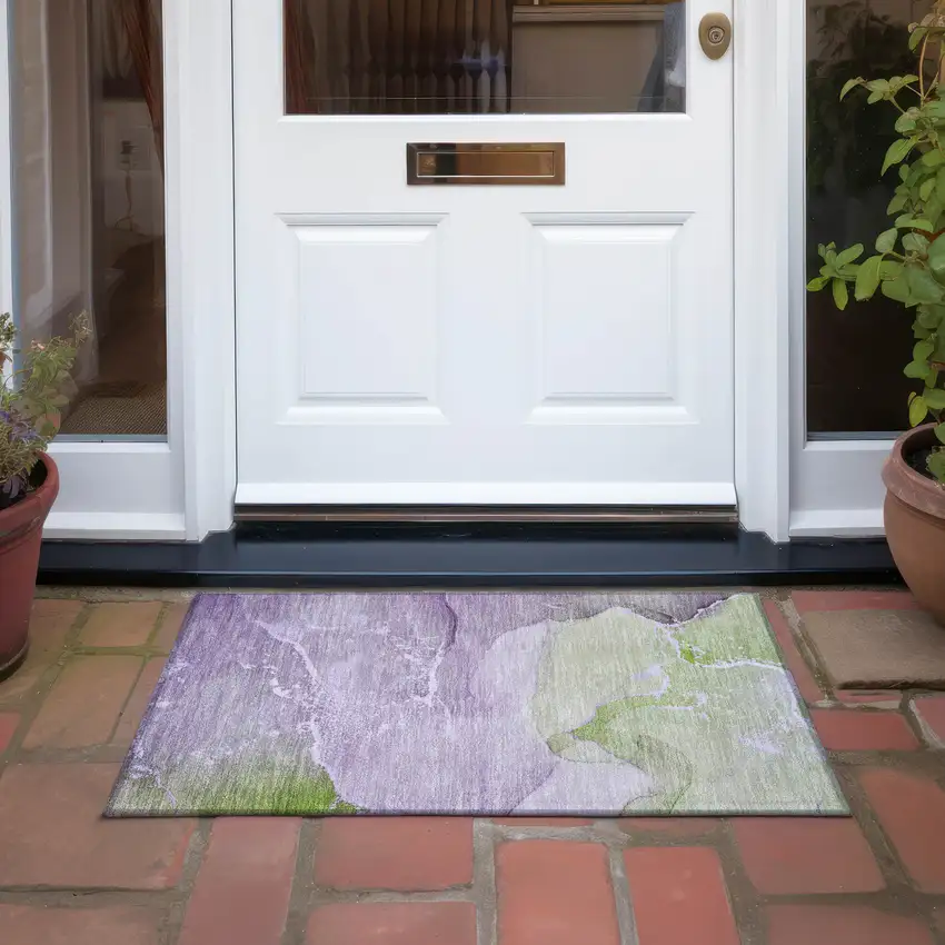 Purple Abstract Washable Non Skid Indoor Outdoor Area Rug Photo 9