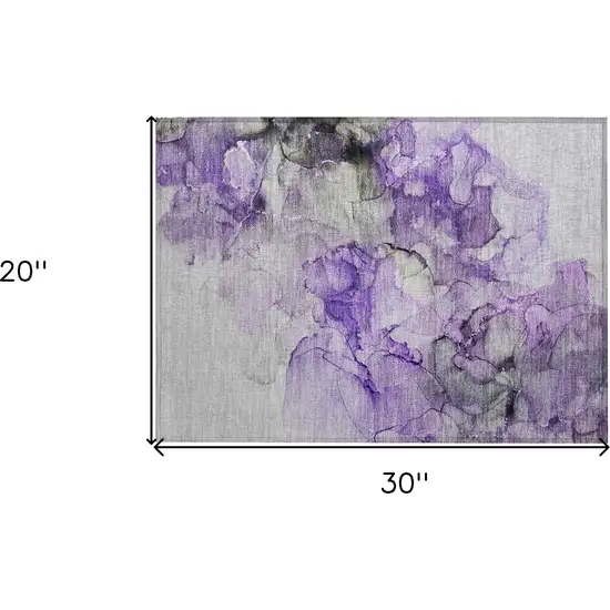 Purple Abstract Washable Non Skid Indoor Outdoor Area Rug Photo 3