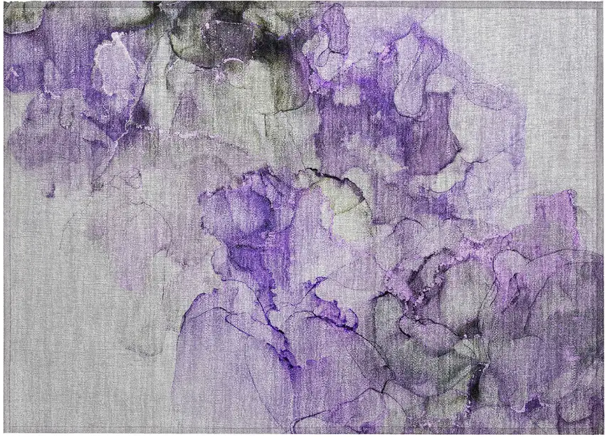 Purple Abstract Washable Non Skid Indoor Outdoor Area Rug Photo 2
