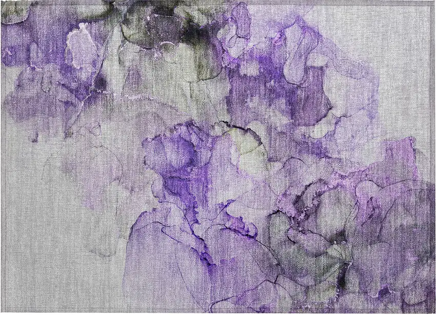 Purple Abstract Washable Non Skid Indoor Outdoor Area Rug Photo 2
