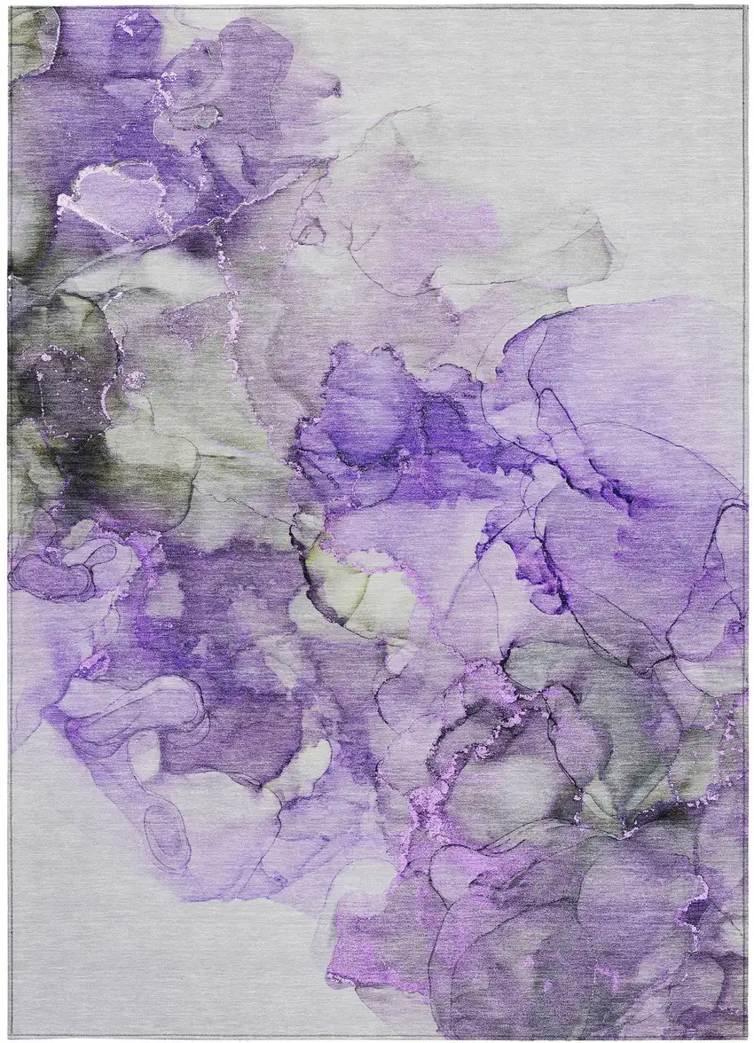 Purple Abstract Washable Non Skid Indoor Outdoor Area Rug Photo 5