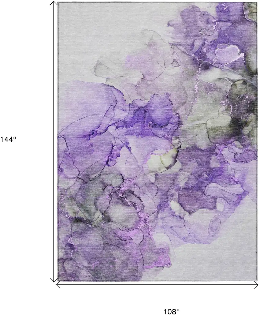 Purple Abstract Washable Non Skid Indoor Outdoor Area Rug Photo 3