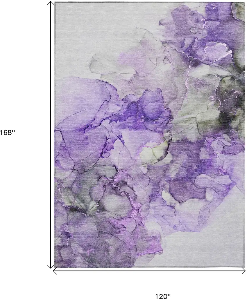 Purple Abstract Washable Non Skid Indoor Outdoor Area Rug Photo 3