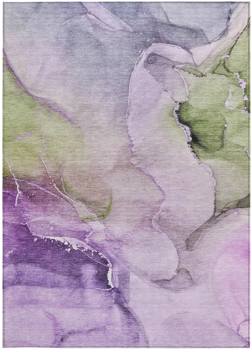 Purple Abstract Washable Non Skid Indoor Outdoor Area Rug Photo 4