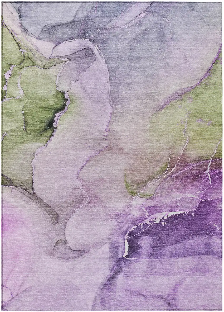 Purple Abstract Washable Non Skid Indoor Outdoor Area Rug Photo 2