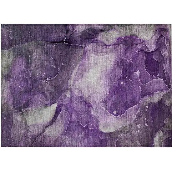 Purple Abstract Washable Non Skid Indoor Outdoor Area Rug Photo 2