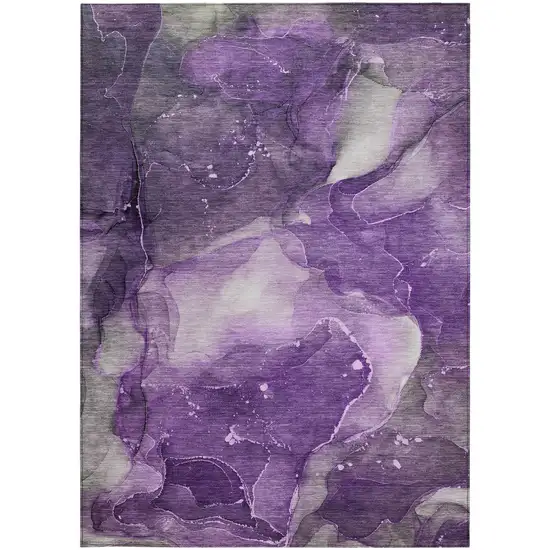 Purple Abstract Washable Non Skid Indoor Outdoor Area Rug Photo 4