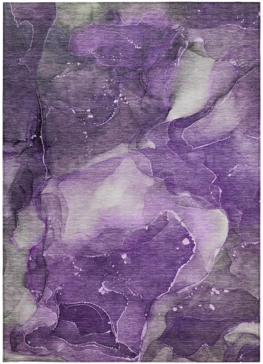 Purple Abstract Washable Non Skid Indoor Outdoor Area Rug Photo 4
