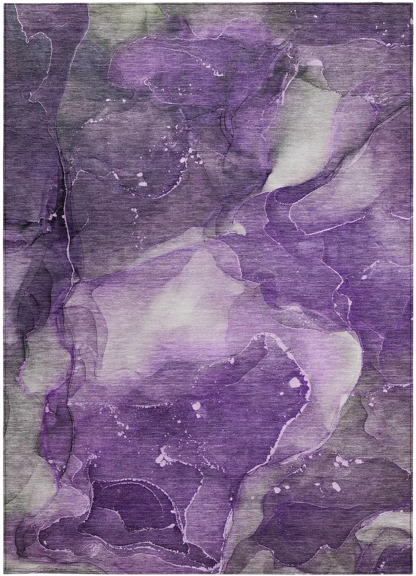 Purple Abstract Washable Non Skid Indoor Outdoor Area Rug Photo 5