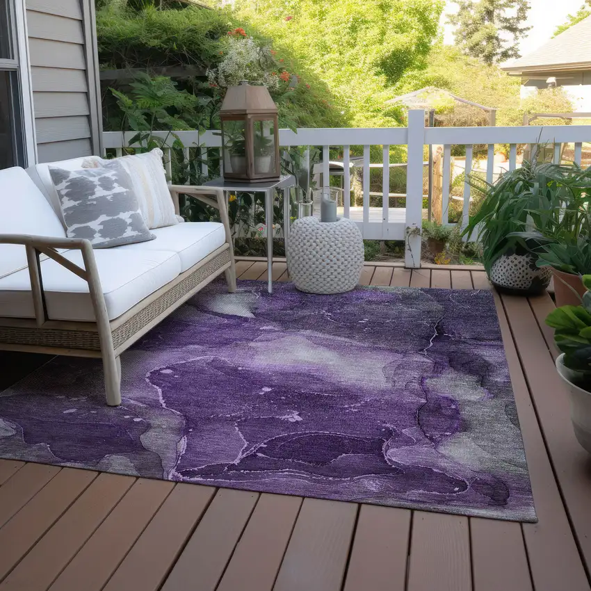 Purple Abstract Washable Non Skid Indoor Outdoor Area Rug Photo 8