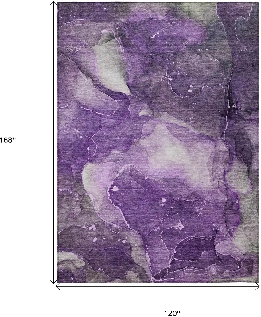 Purple Abstract Washable Non Skid Indoor Outdoor Area Rug Photo 3