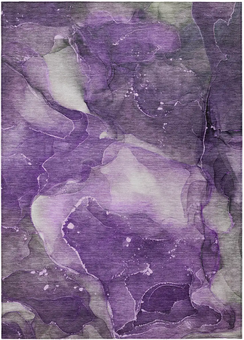 Purple Abstract Washable Non Skid Indoor Outdoor Area Rug Photo 2