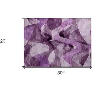 Photo of Purple Abstract Washable Non Skid Indoor Outdoor Area Rug