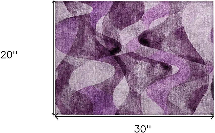Purple Abstract Washable Non Skid Indoor Outdoor Area Rug Photo 3