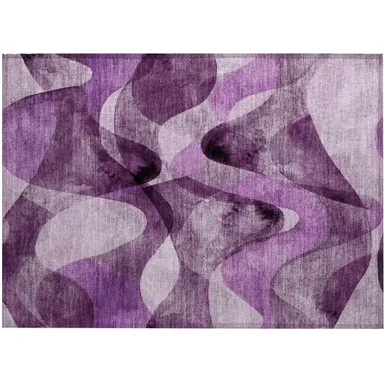 Purple Abstract Washable Non Skid Indoor Outdoor Area Rug Photo 2