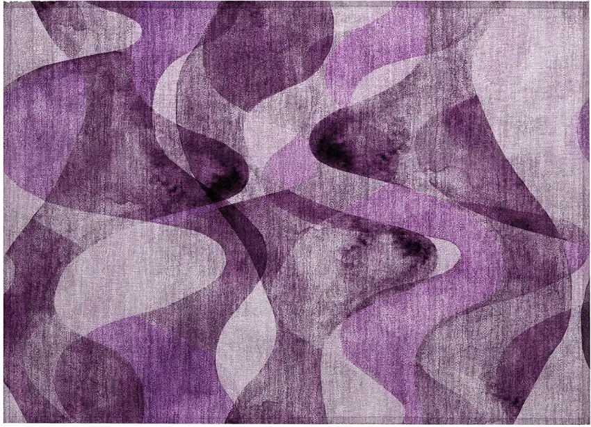 Purple Abstract Washable Non Skid Indoor Outdoor Area Rug Photo 2