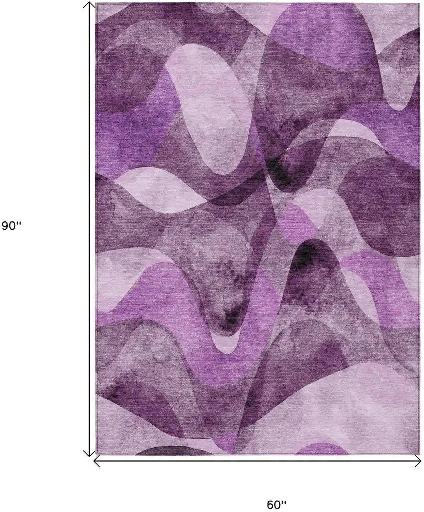 Purple Abstract Washable Non Skid Indoor Outdoor Area Rug Photo 3