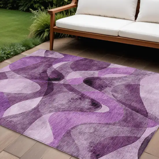 Purple Abstract Washable Non Skid Indoor Outdoor Area Rug Photo 1