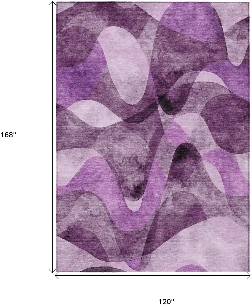 Purple Abstract Washable Non Skid Indoor Outdoor Area Rug Photo 3