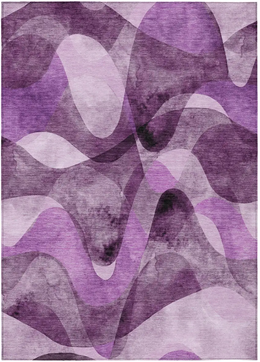 Purple Abstract Washable Non Skid Indoor Outdoor Area Rug Photo 2