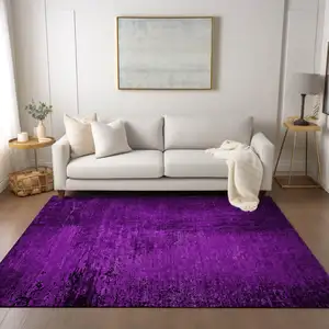 Photo of Purple Abstract Washable Non Skid Indoor Outdoor Area Rug