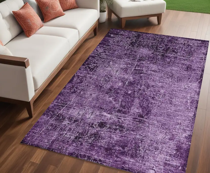 Purple Abstract Washable Non Skid Indoor Outdoor Area Rug Photo 1