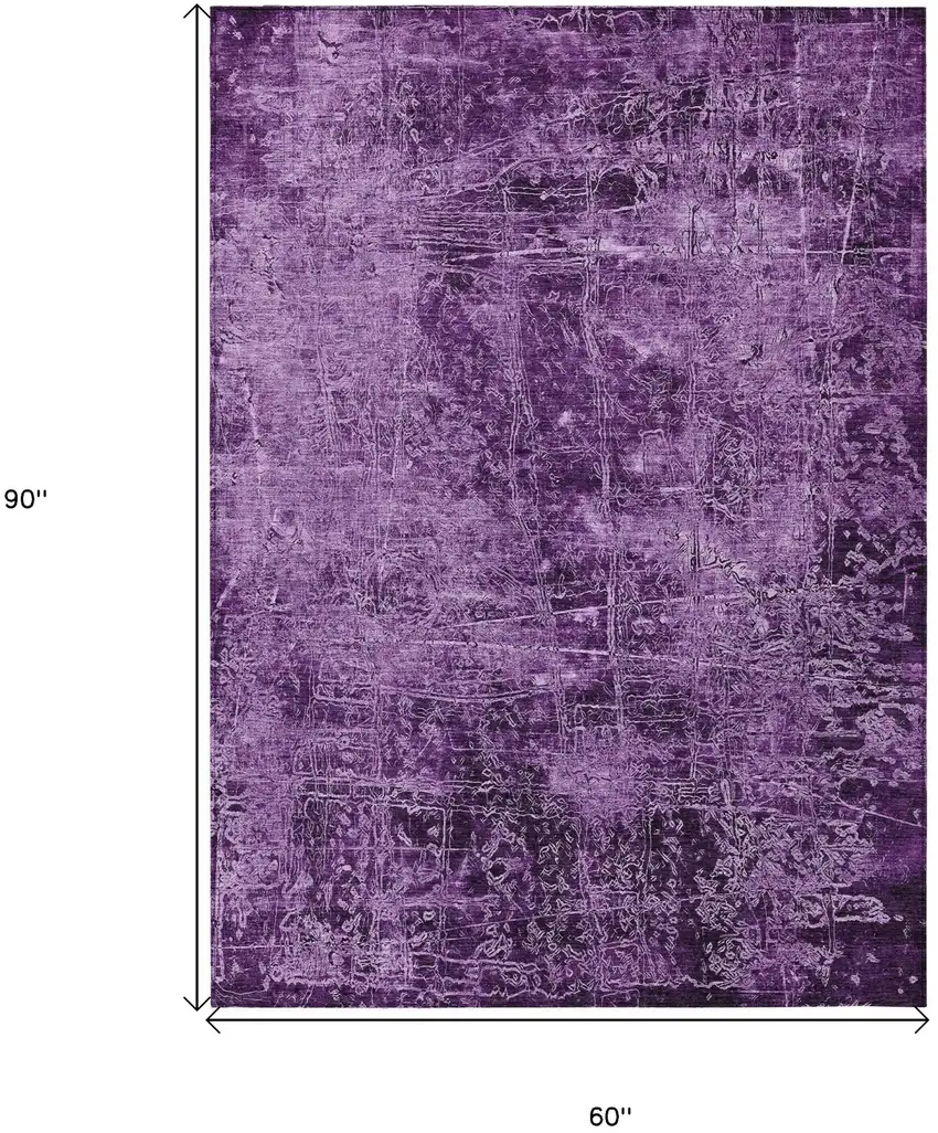 Purple Abstract Washable Non Skid Indoor Outdoor Area Rug Photo 3