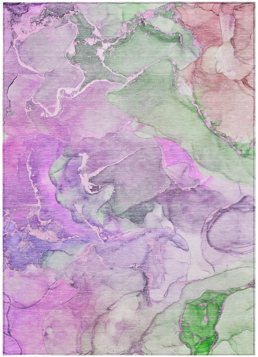 Purple Abstract Washable Non Skid Indoor Outdoor Area Rug Photo 5