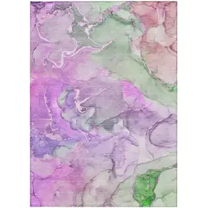 Photo of Purple Abstract Washable Non Skid Indoor Outdoor Area Rug