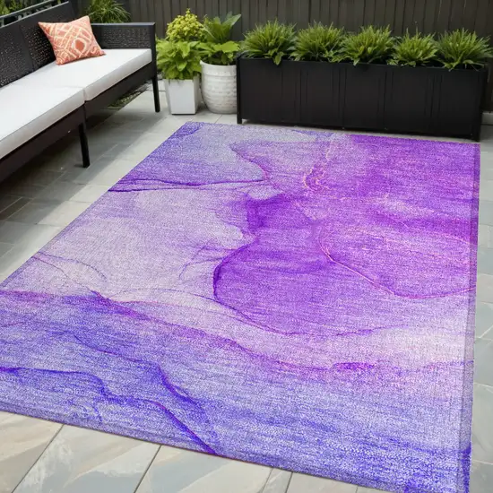Purple Abstract Washable Non Skid Indoor Outdoor Area Rug Photo 1
