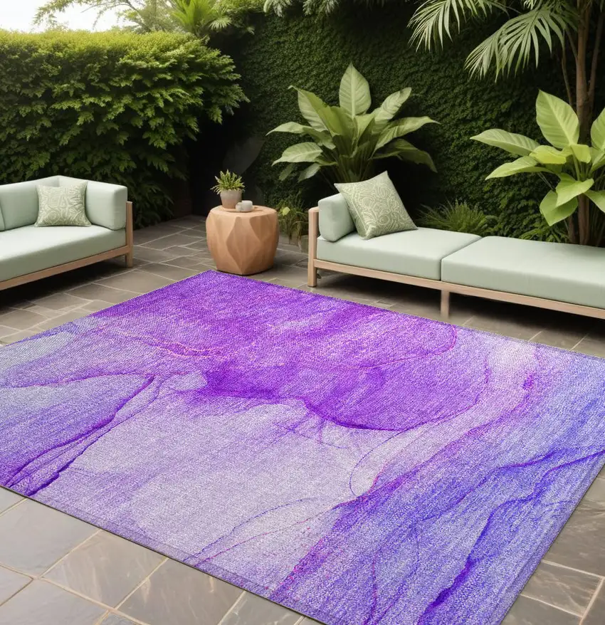 Purple Abstract Washable Non Skid Indoor Outdoor Area Rug Photo 1