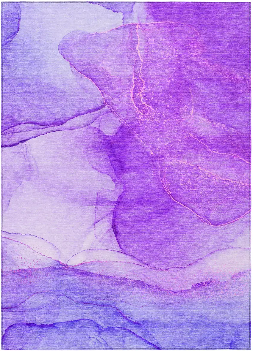 Purple Abstract Washable Non Skid Indoor Outdoor Area Rug Photo 2