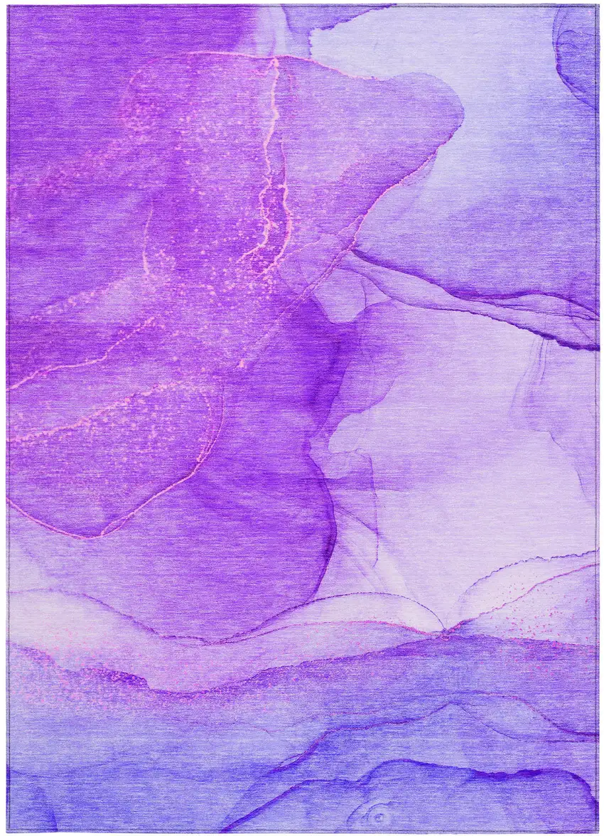 Purple Abstract Washable Non Skid Indoor Outdoor Area Rug Photo 5