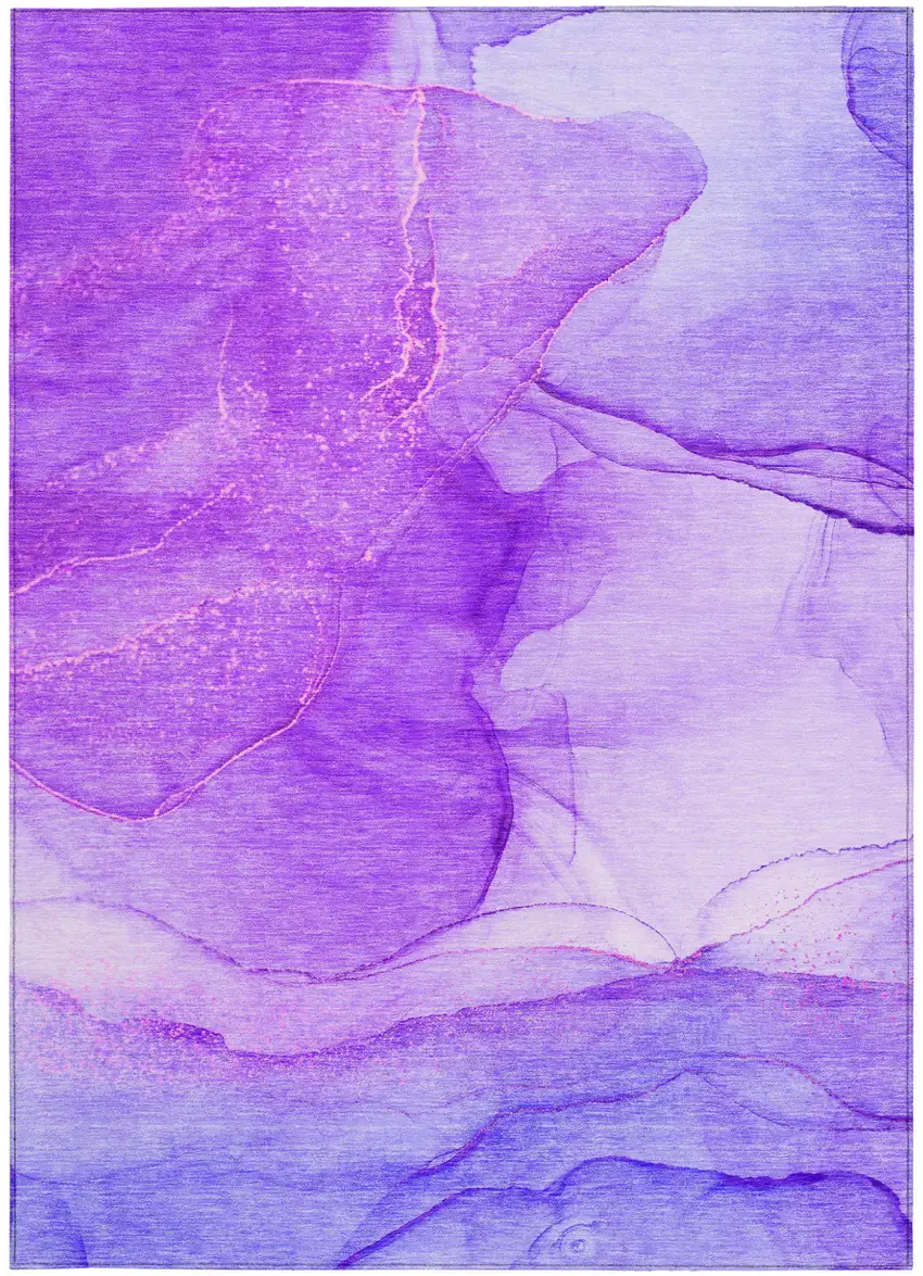 Purple Abstract Washable Non Skid Indoor Outdoor Area Rug Photo 4