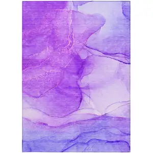 Photo of Purple Abstract Washable Non Skid Indoor Outdoor Area Rug