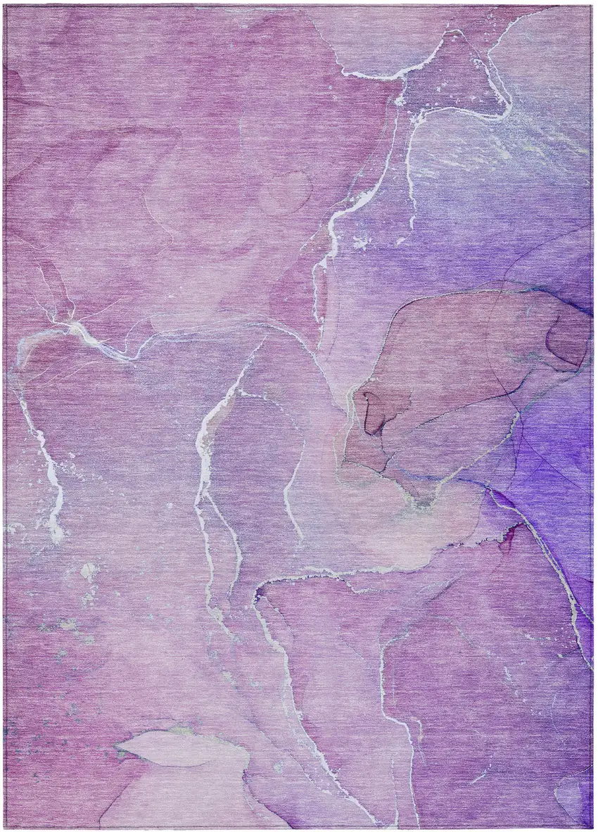 Purple Abstract Washable Non Skid Indoor Outdoor Area Rug Photo 2