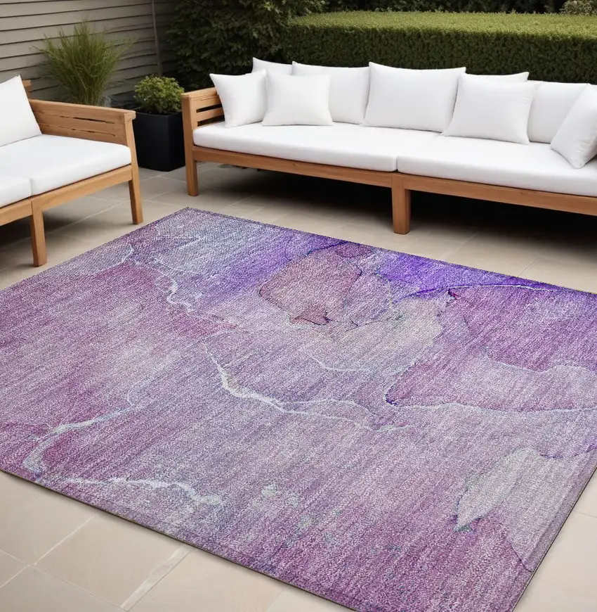 Purple Abstract Washable Non Skid Indoor Outdoor Area Rug Photo 1