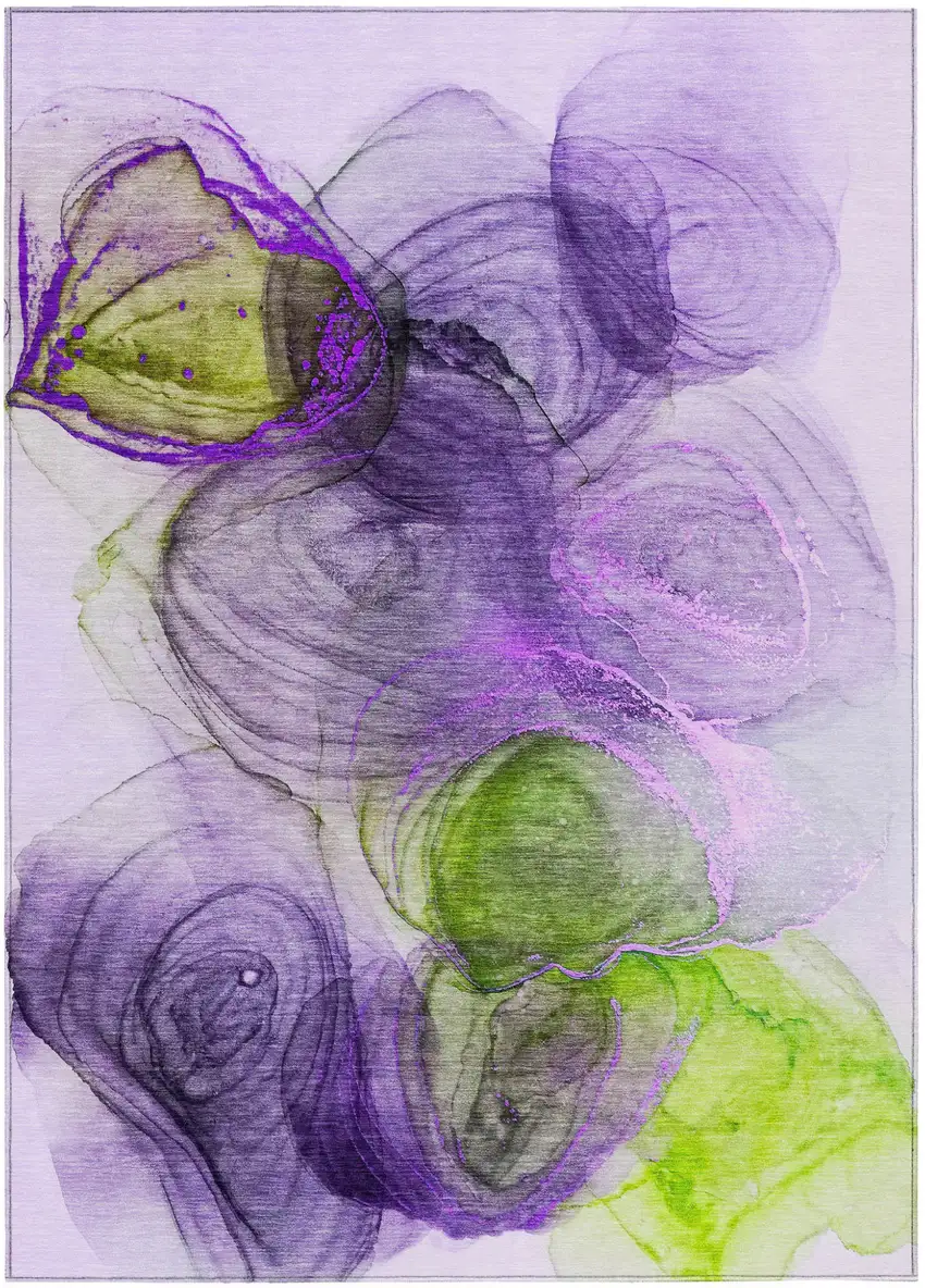 Purple Abstract Washable Non Skid Indoor Outdoor Area Rug Photo 2
