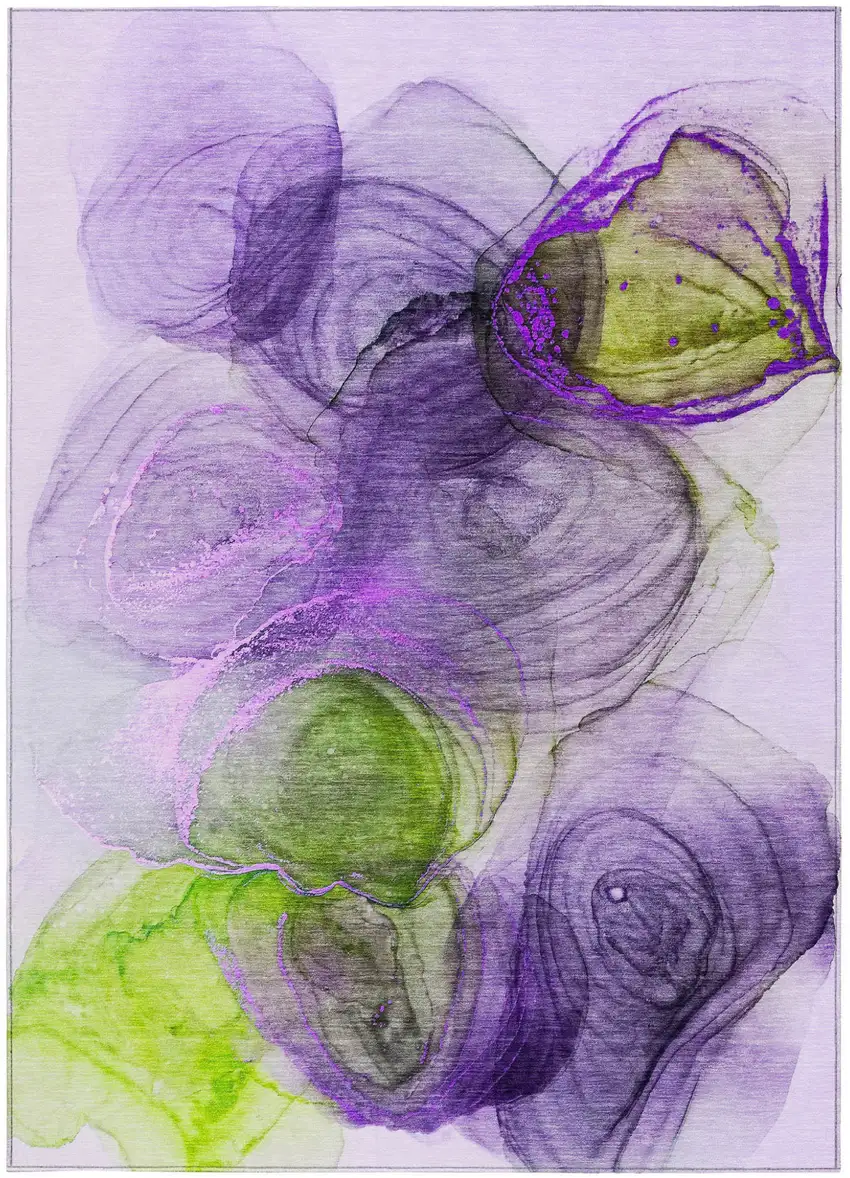 Purple Abstract Washable Non Skid Indoor Outdoor Area Rug Photo 4