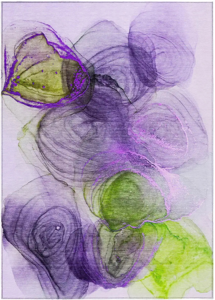 Purple Abstract Washable Non Skid Indoor Outdoor Area Rug Photo 2