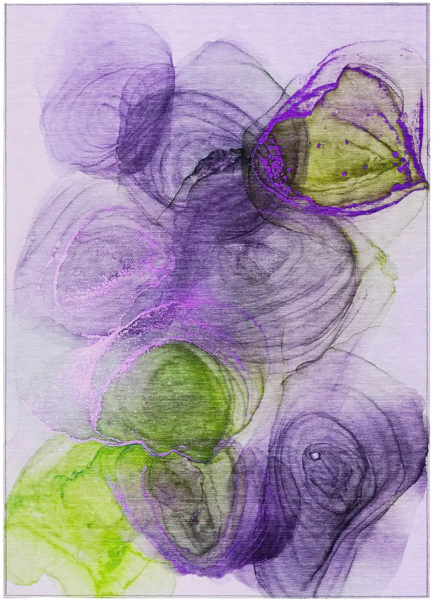 Purple Abstract Washable Non Skid Indoor Outdoor Area Rug Photo 5