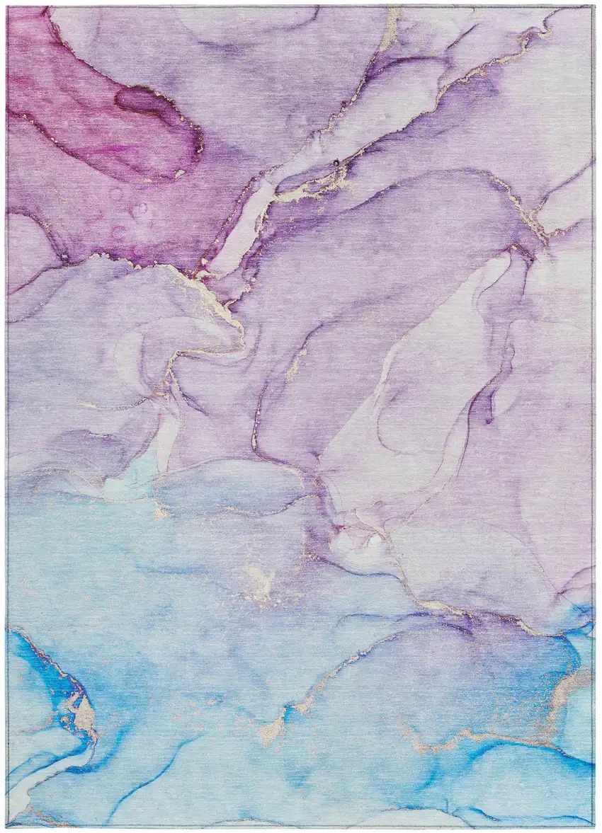 Purple Abstract Washable Non Skid Indoor Outdoor Area Rug Photo 4