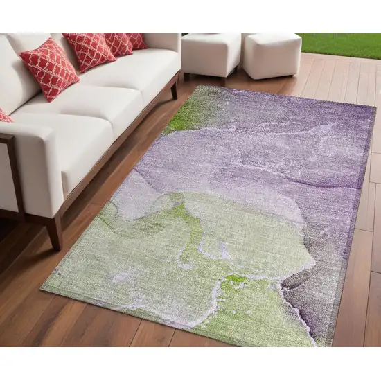 Purple Abstract Washable Non Skid Indoor Outdoor Area Rug Photo 1