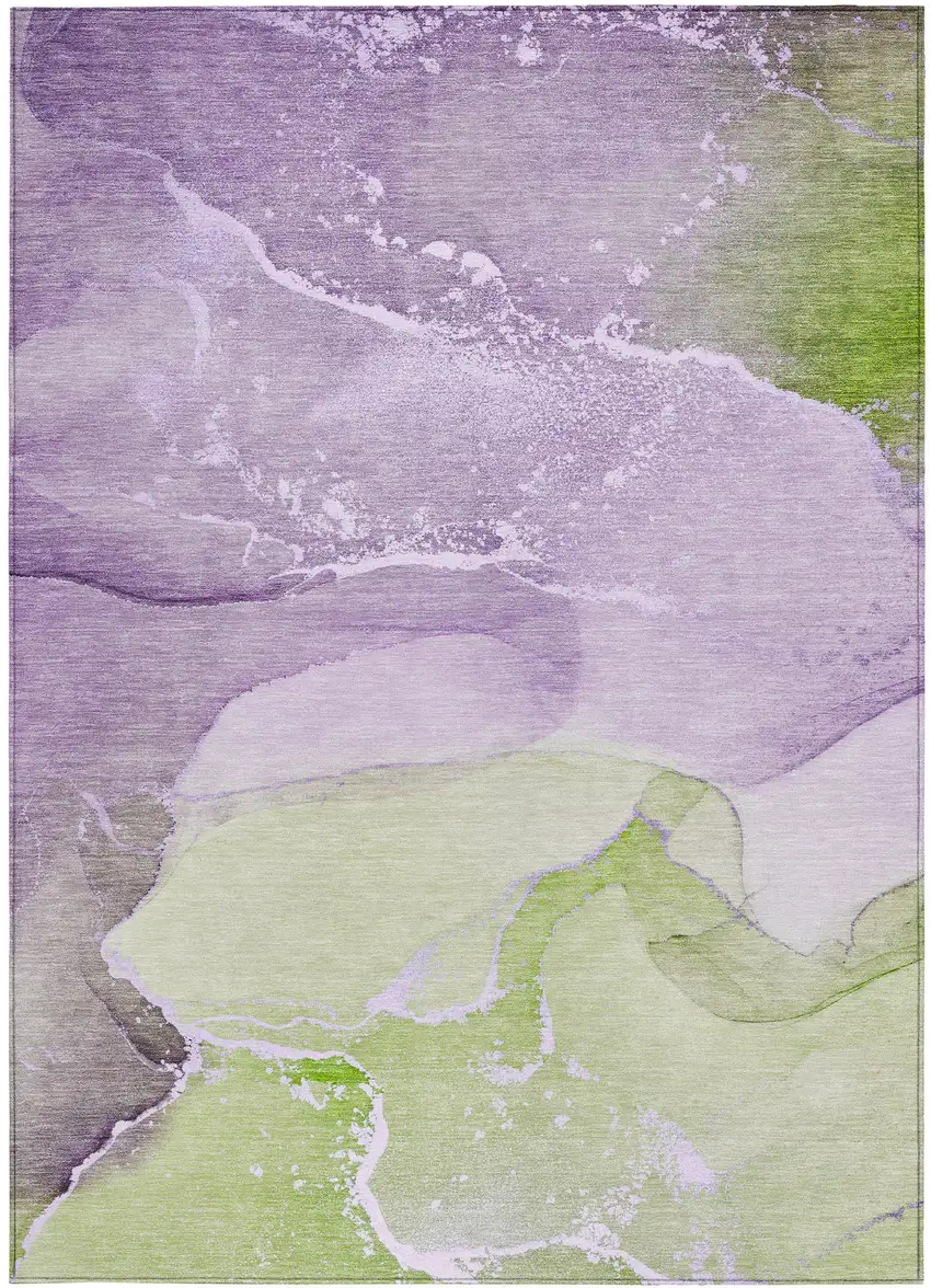 Purple Abstract Washable Non Skid Indoor Outdoor Area Rug Photo 4
